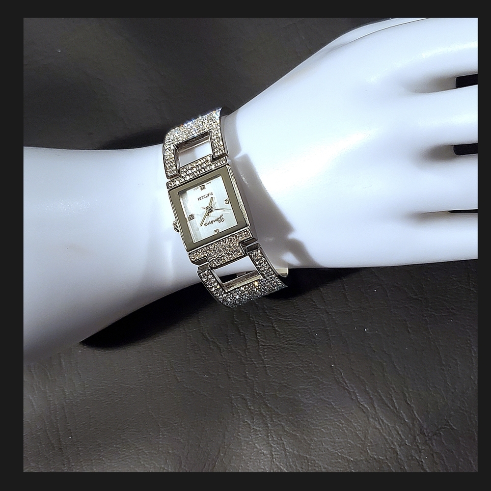 Geneva Platinum Crystal Dress Watch Rare Find